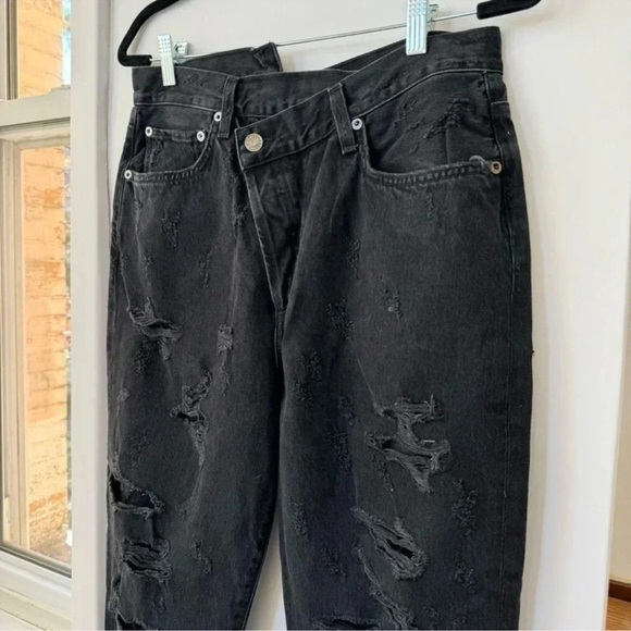 NWT AGOLDE Criss Cross Straight Jeans High Rise Denim Black Feverish 32 - Picture 8 of 15
